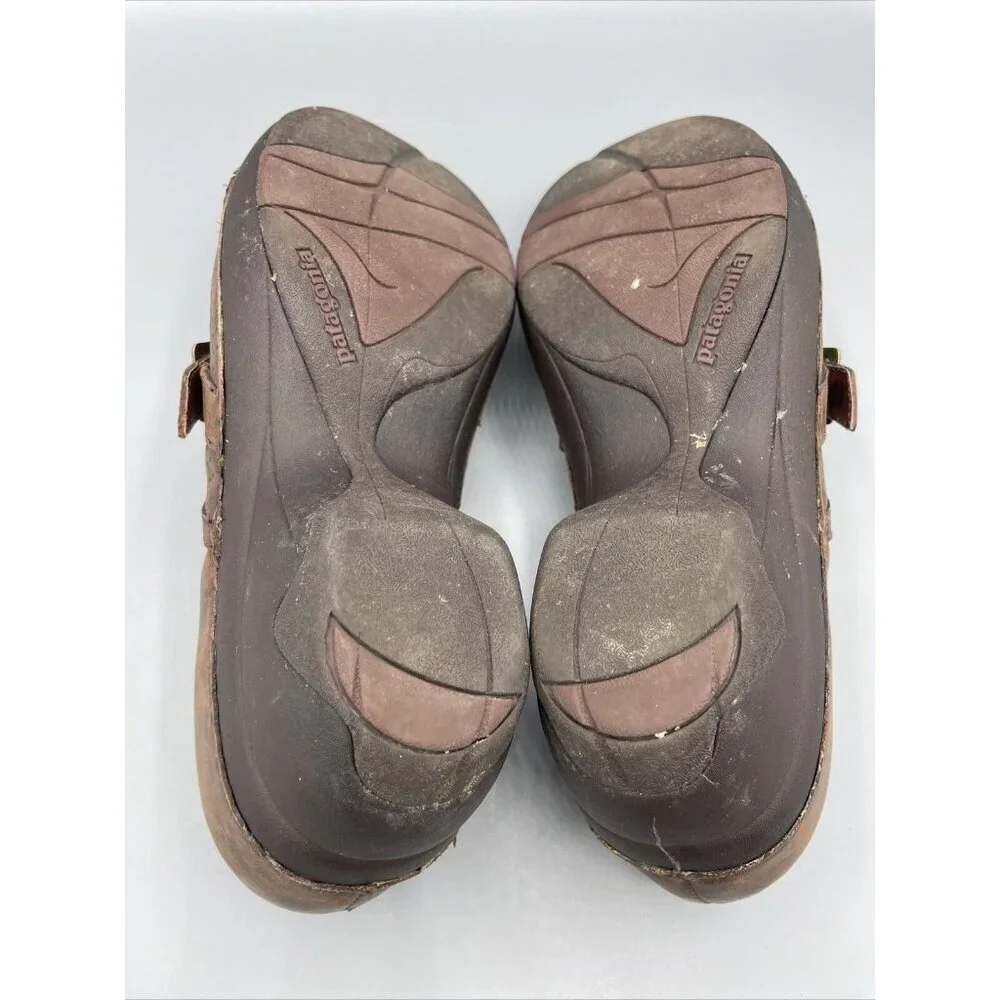 Patagonia Brown Leather Cattail Clog Mary‎ Jane Shoes Womens 9 Casual Neutral